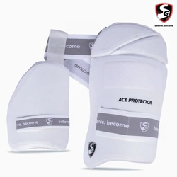 Sg Thigh guard and thigh guard inner ace prot white combo rh adult cricket